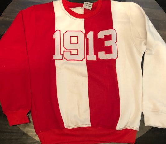 1913 red/white color blocking sweater