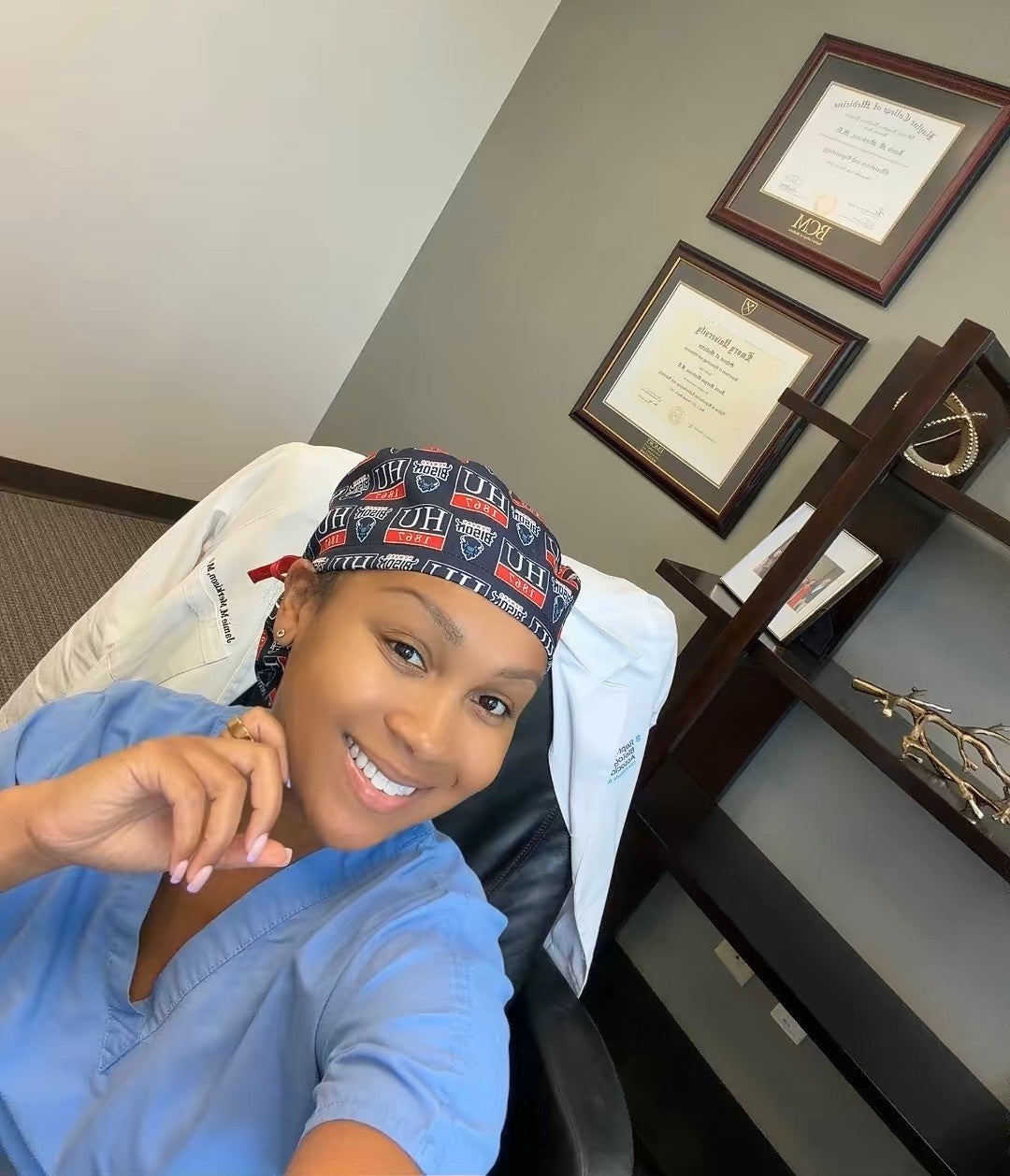 HBCU Custom Scrub caps and Scrub Caps With Tiebacks for Ponytails