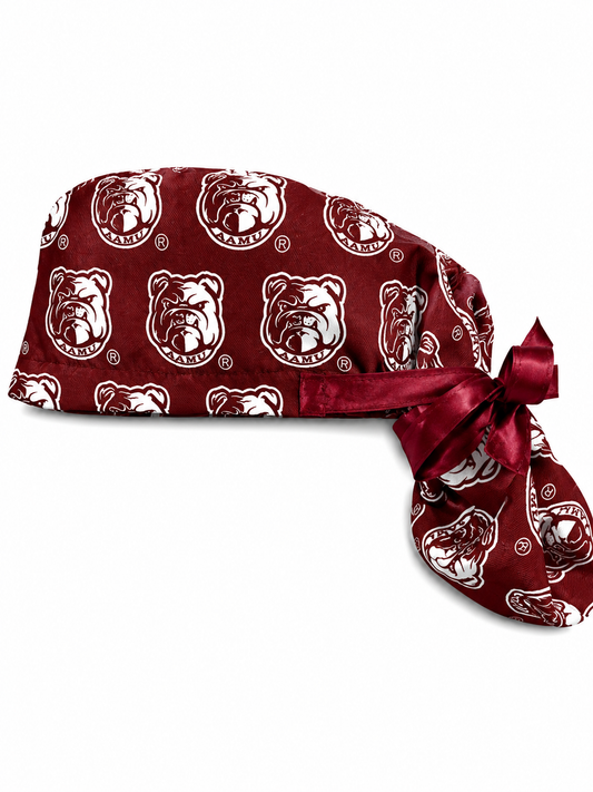 HBCU Custom Scrub caps and Scrub Caps With Tiebacks for Ponytails