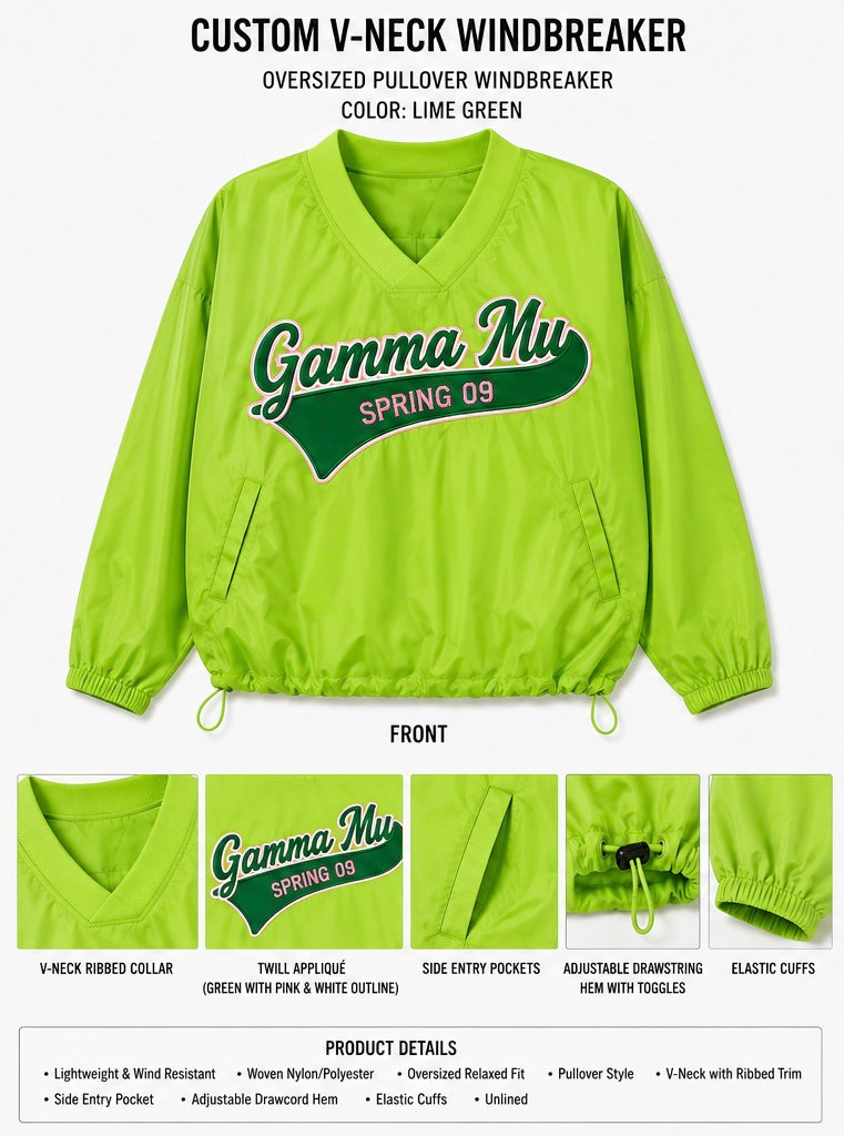 Gamma Mu Vintage V Neck Windbreaker
