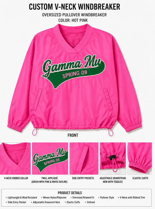 Gamma Mu Vintage V Neck Windbreaker
