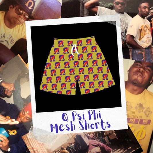 Q Psi Phi Mesh Shorts - Old Gold