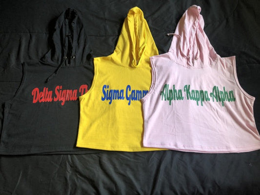 Sorority Sleeveless crop top hoodies